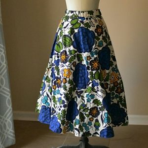 Antique cotton print circle skirt summer small/med